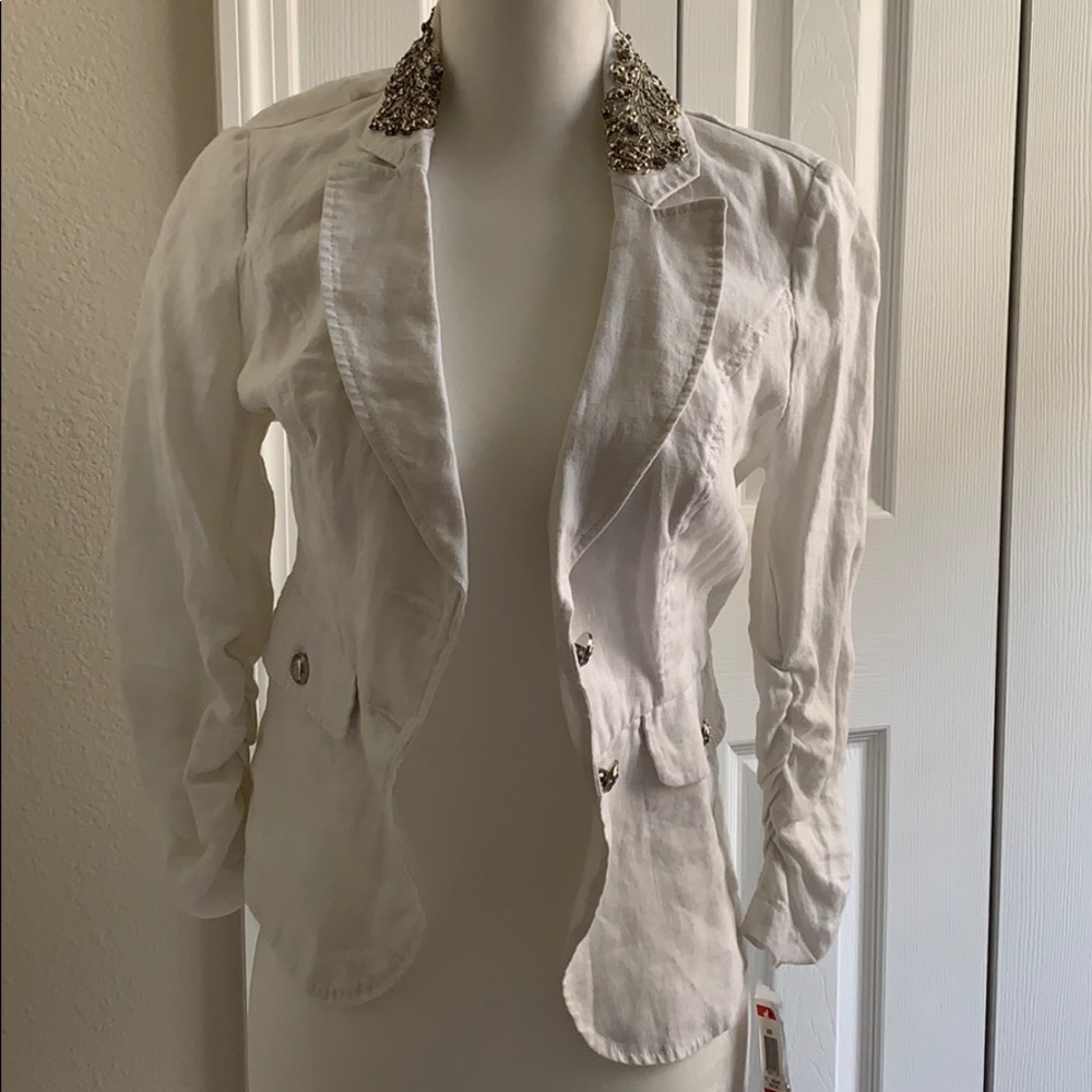 INC white with silver collar blazer